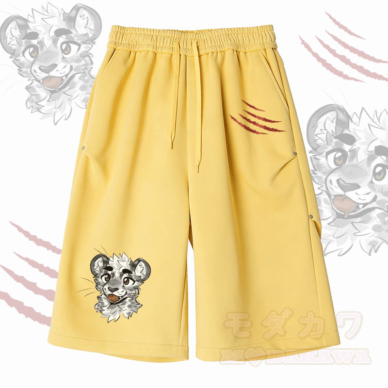MODAKAWA X atka Cheeky Tiger Face Graphic Wide Leg Cropped Pants - Yellow - 2XL - image 4