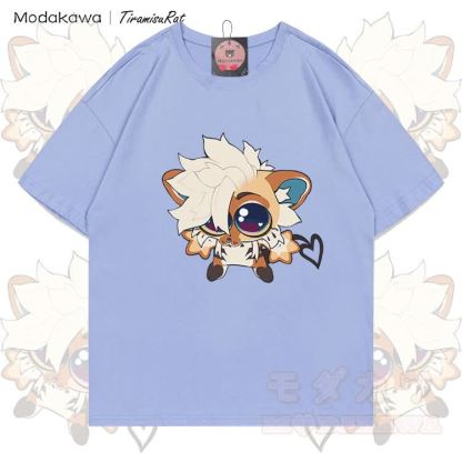 MODAKAWA X TiramisuRat Cute Rat Graphic 100% Cotton T-shirt - Dusty Blue - 5XL - image 5
