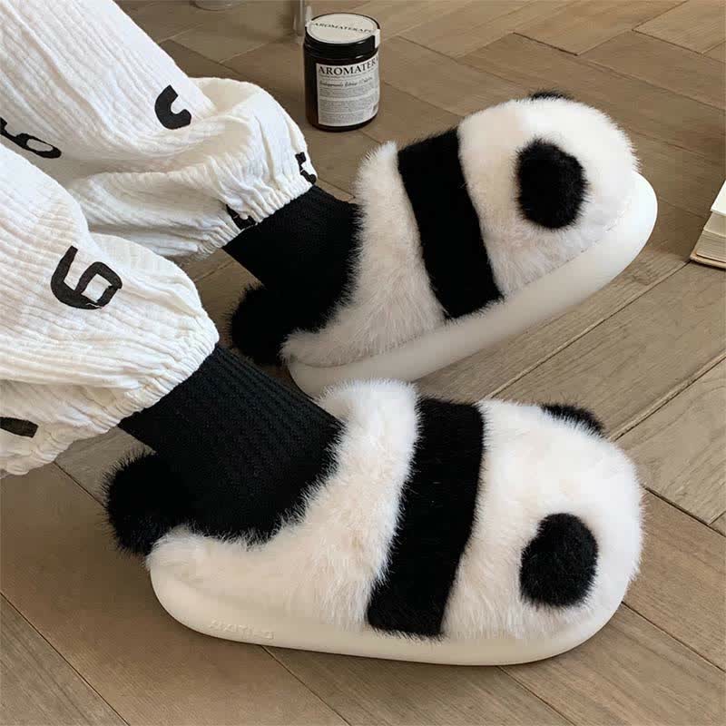 Lovely Cartoon Panda Fuzzy Ball Plush Slippers - image 5