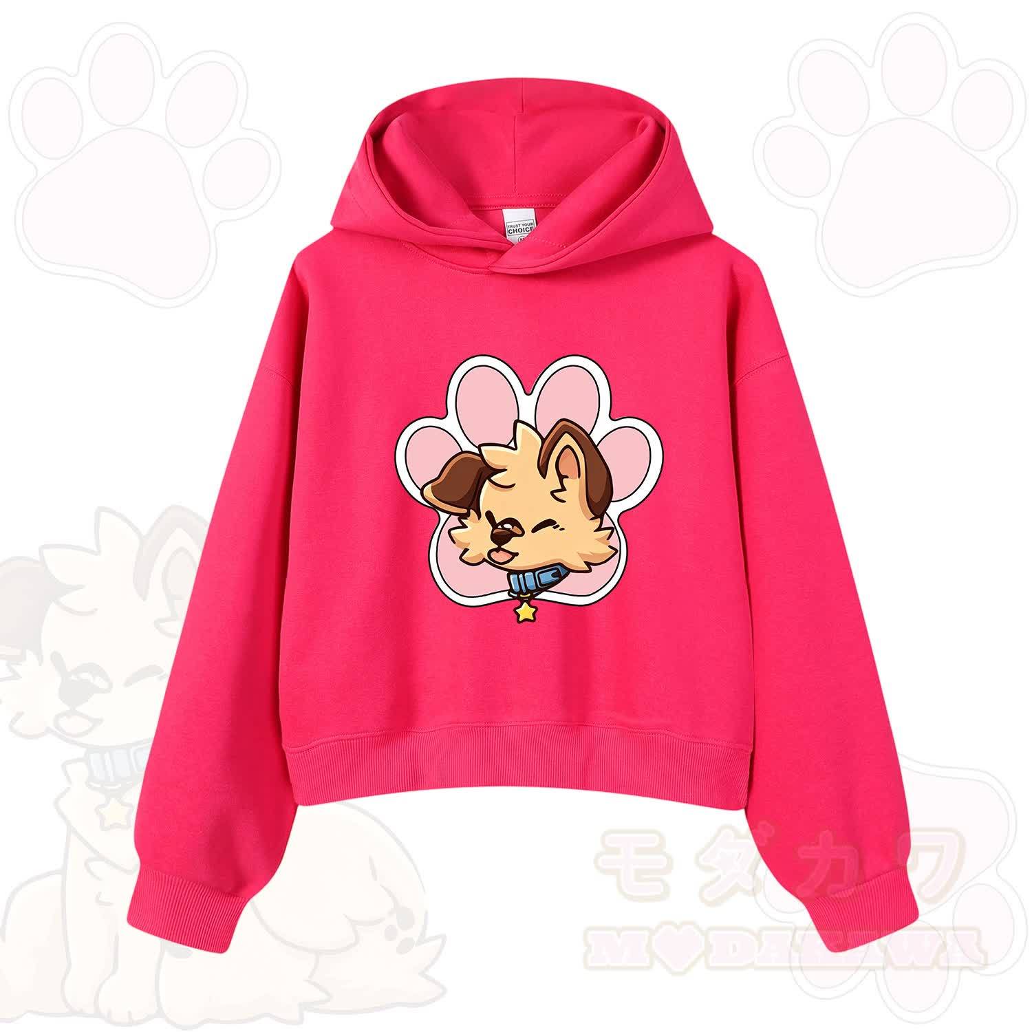MODAKAWA X popipeko Cute Puppy Print Hoodie Sweatshirt - Fuchsia - 3XL - image 11