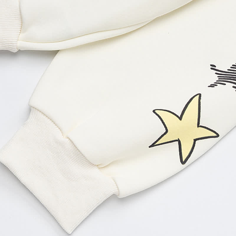 Cute Cat Ear Zip Up Music Note Cat Print Lace Trim Hoodie Sweatshirt - image 6
