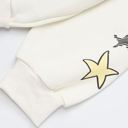 Cute Cat Ear Zip Up Music Note Cat Print Lace Trim Hoodie Sweatshirt - image 6