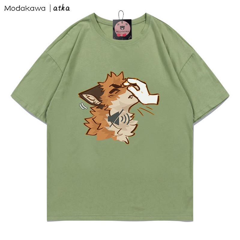 MODAKAWA X atka "Shhh" Fox Graphic T-shirt - Green - 5XL - image 7