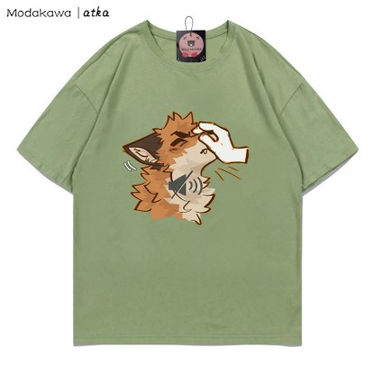 MODAKAWA X atka "Shhh" Fox Graphic T-shirt - Green - 5XL - image 7