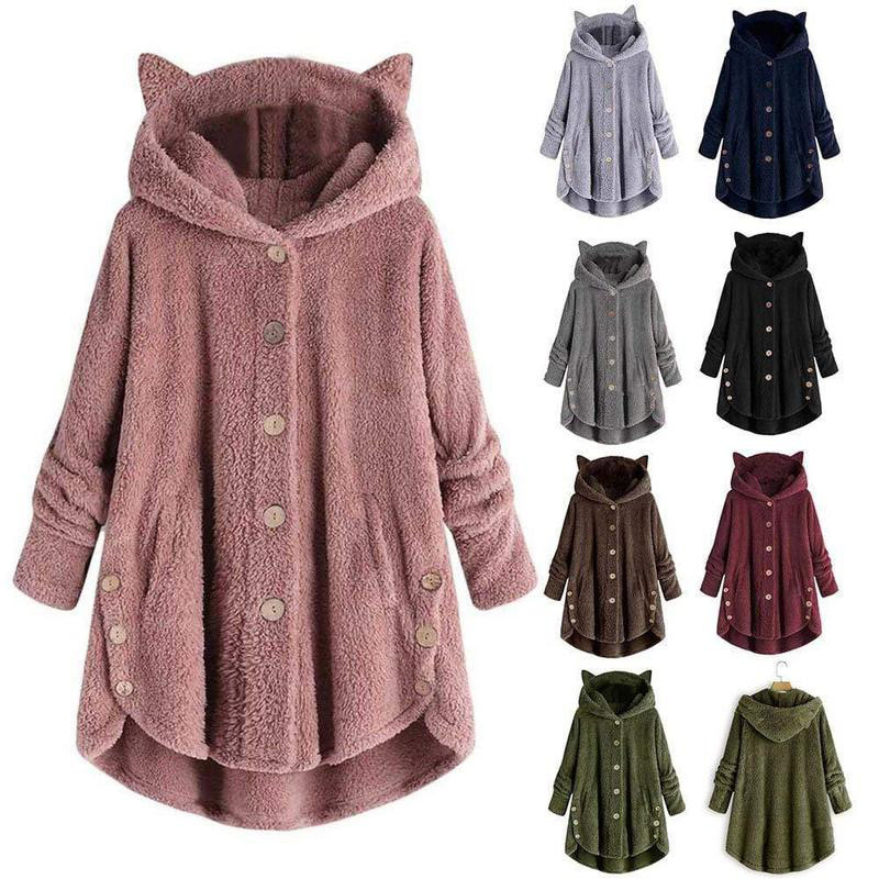 Kitty Ear Button Irregular Hooded Sweatshirt - image 12