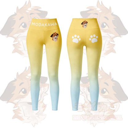 MODAKAWA X atka Fox Graphic Gradient Sports Bra Top Leggings Matching Outfit - Yellow Leggings - 5XL - image 7
