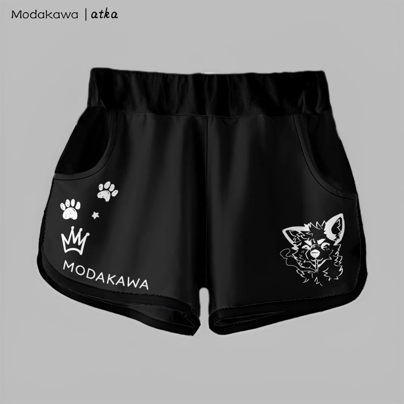 MODAKAWA X atka Gradient Smoking Fox Graphic Shorts - Black - 5XL - image 6