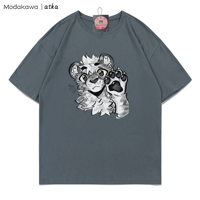 MODAKAWA X atka Tiger Paw Wave Graphic T-shirt - Grey - 5XL - image 8