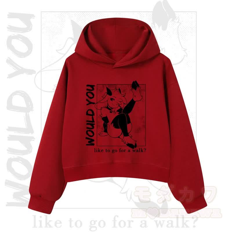 MODAKAWA X zarckets WOULD YOU Fox Graphic Cropped Cotton Hoodie - Red  - 3XL - image 10