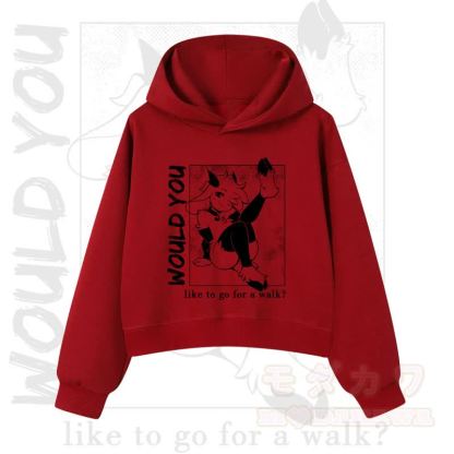 MODAKAWA X zarckets WOULD YOU Fox Graphic Cropped Cotton Hoodie - Red  - 3XL - image 10