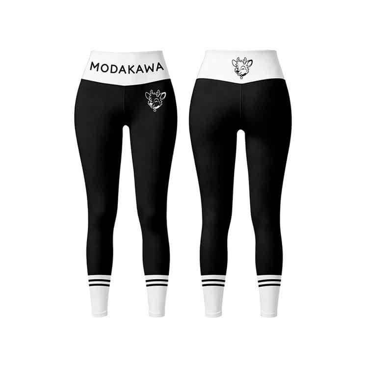 Deer Graphic Sports Bra Top Leggings Modakawa Matching Outfit - Black Leggings - 5XL - image 9
