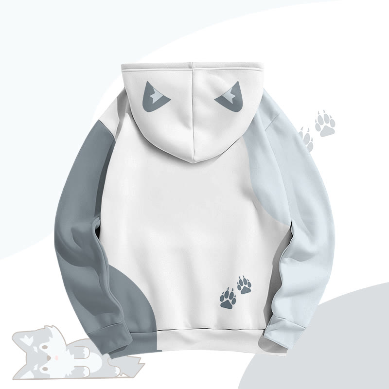 MODAKAWA Color Block Wolf Lying Flat Graphic All Over Print Pullover Hoodie - image 3