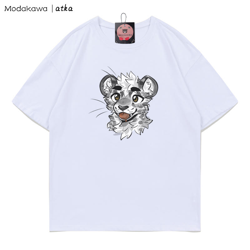 MODAKAWA X atka Cheeky Tiger Face Graphic T-shirt - White - 5XL - image 3
