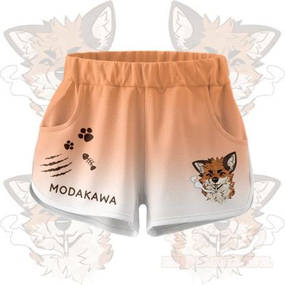 MODAKAWA X atka Smoking Fox Graphic Crop Tank Sport Top Shorts Bikini Matching Outfit - Orange Shorts - 5XL - image 9