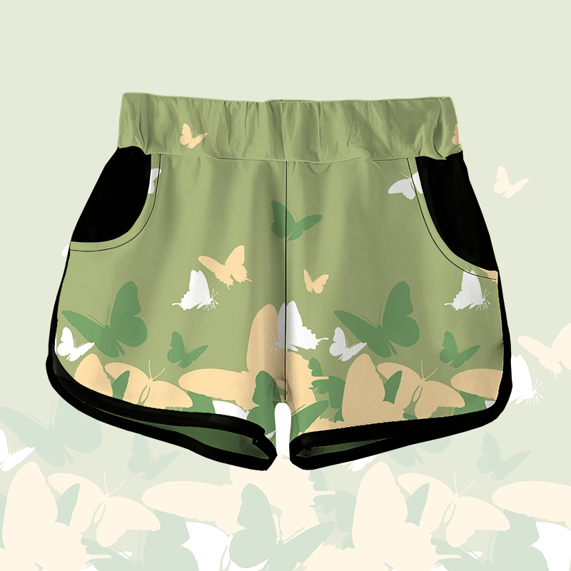 MODAKAWA Butterfly Graphic Shorts - Green - 5XL - image 2