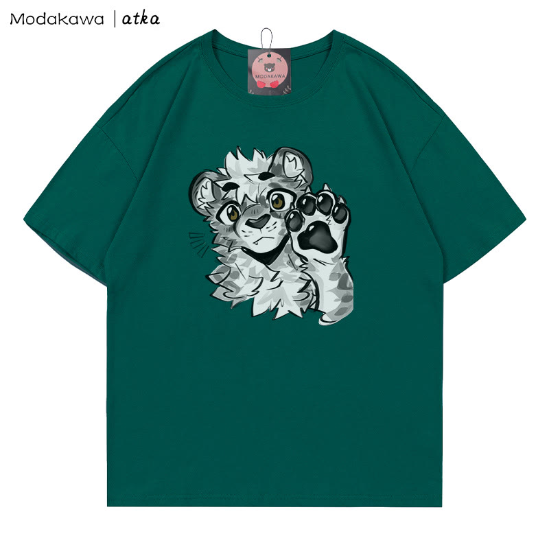 MODAKAWA X atka Tiger Paw Wave Graphic T-shirt - Olive Green - 5XL - image 3