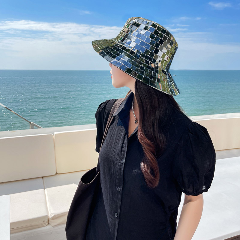 Chic Mirror-tiled Visor Helmet Fisherman Hat - image 4