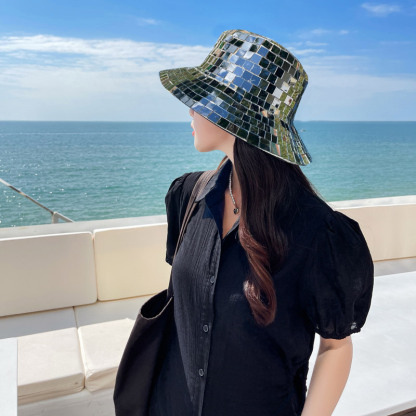 Chic Mirror-tiled Visor Helmet Fisherman Hat - image 4