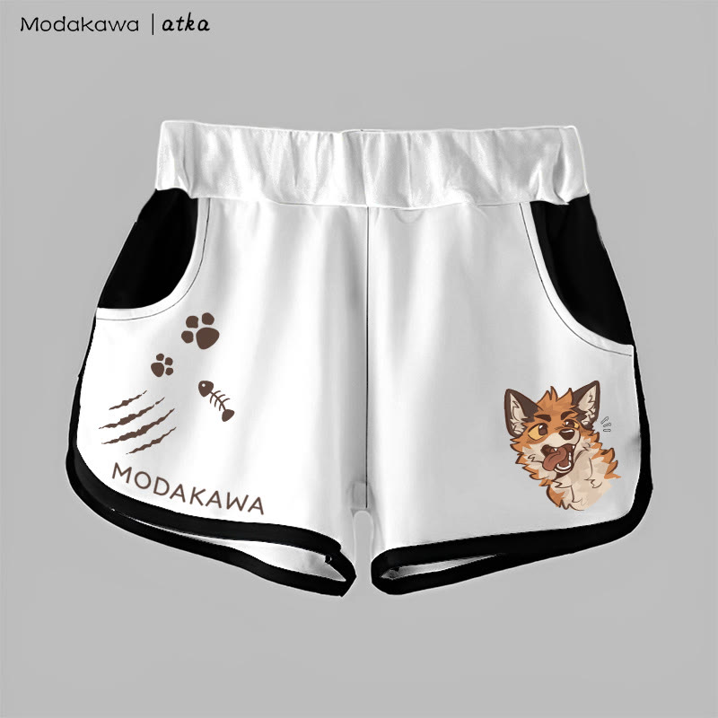 MODAKAWA X atka Gradient Playful Fox Face Graphic Shorts - White - 5XL - image 6