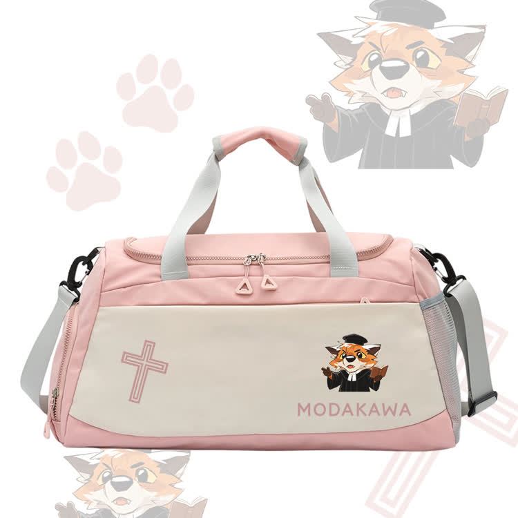 Fox Pastor Graphic Modakawa Large Capacity Sports Gym Duffel Bag - Pink - 55*28*26 cm - image 3