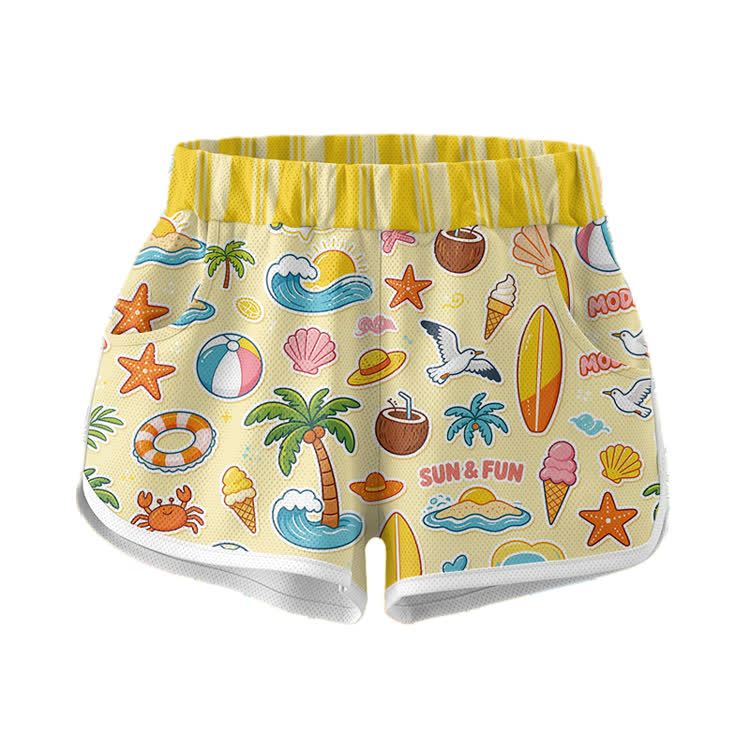 Beach Sea Graphic Crop Tank Sport Top Shorts Bikini Modakawa Matching Outfit - Shorts - XL - image 3
