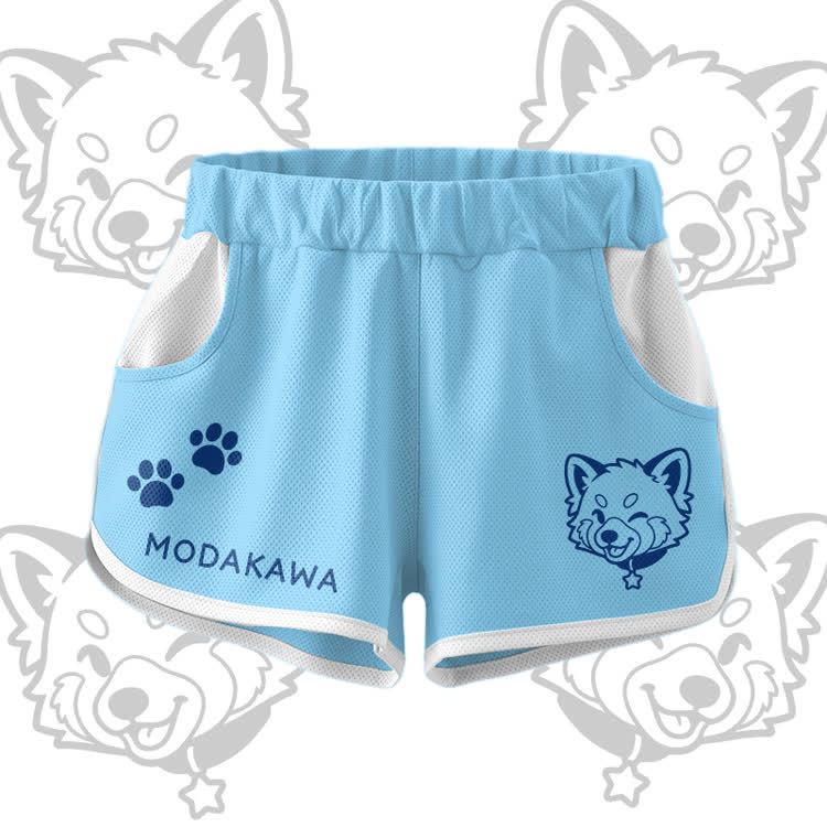Wink Puppy Graphic Crop Tank Sport Top Shorts Bikini Modakawa Matching Outfit - Blue Shorts - 5XL - image 7