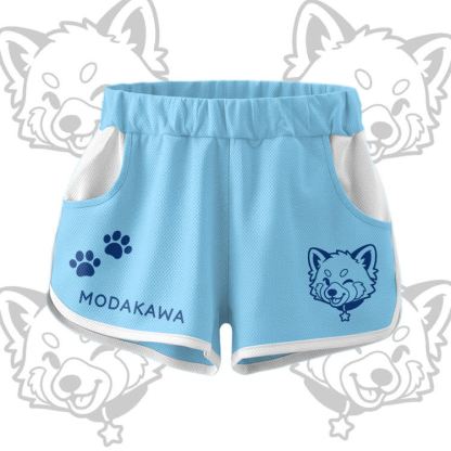 Wink Puppy Graphic Crop Tank Sport Top Shorts Bikini Modakawa Matching Outfit - Blue Shorts - 5XL - image 7