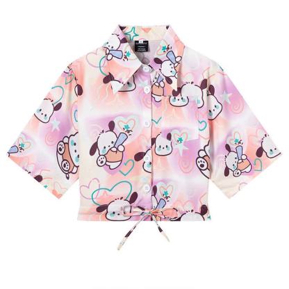 Animal Print Short Sleeve Button-Up Shirt - Multicolor L - L - image 13