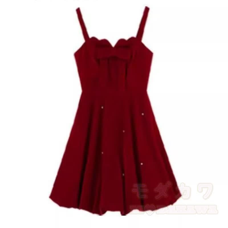 Sweet Bow Knit Sweater Lace‑Up Sleeveless Cami Dress Two Pieces Set  - Dress - 3XL - image 7