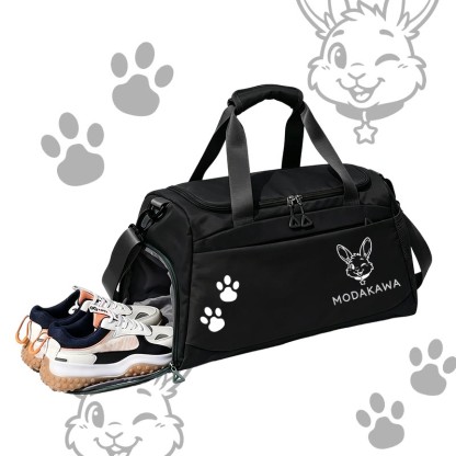 Bunny Graphic Modakawa Large Capacity Sports Gym Duffel Bag - Black - 55*28*26 cm - image 6