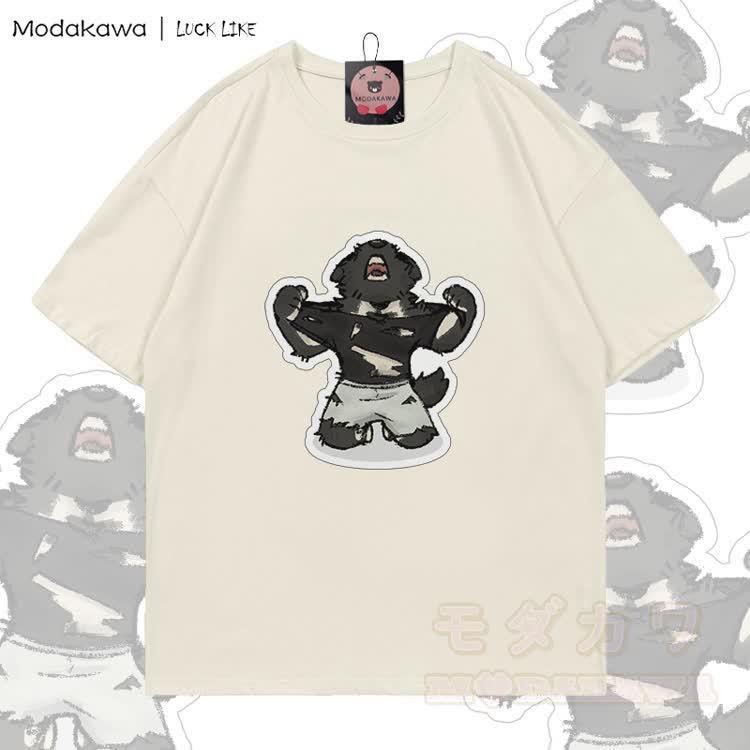 MODAKAWA X LUCK LIKE Tearing Clothes Porto Graphic 100% Cotton T-shirt - Light Beige - 5XL - image 5