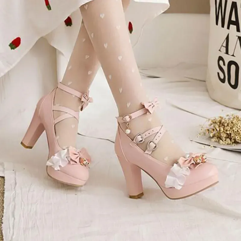 Sweet Lace Bow Lolita Mary Janes Shoes - image 3