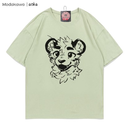 MODAKAWA X atka Cheeky Tiger Face Graphic T-shirt - Green - 5XL - image 5
