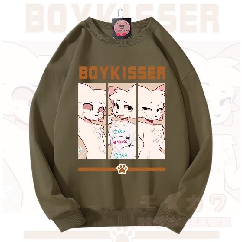 MODAKAWA X zarckets BOYKISSER Fox Graphic Unisex Sweatshirt - Army Green - 3XL - image 15