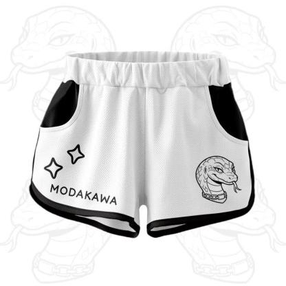 Snake Graphic Crop Tank Sport Top Shorts Modakawa Matching Outfit - White Shorts - 5XL - image 7