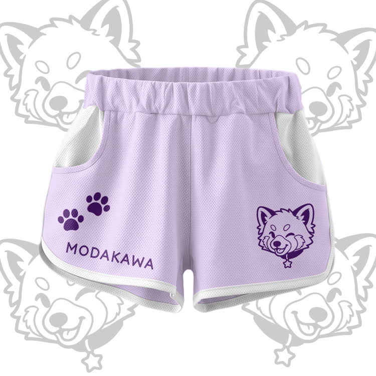 Wink Puppy Graphic Crop Tank Sport Top Shorts Bikini Modakawa Matching Outfit - Purple Shorts - 5XL - image 9