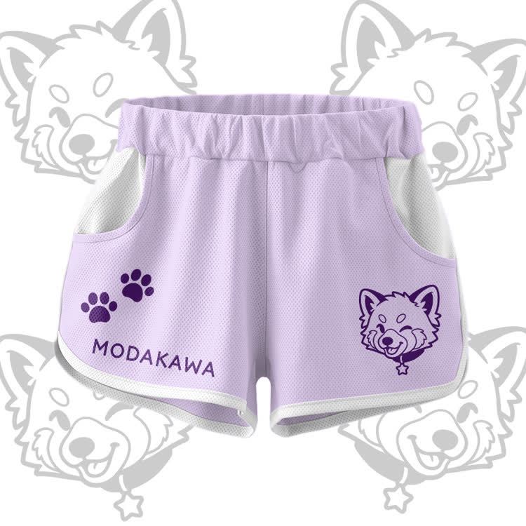 Wink Puppy Graphic Crop Tank Sport Top Shorts Bikini Modakawa Matching Outfit - Purple Shorts - 5XL - image 9