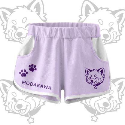 Wink Puppy Graphic Crop Tank Sport Top Shorts Bikini Modakawa Matching Outfit - Purple Shorts - 5XL - image 9