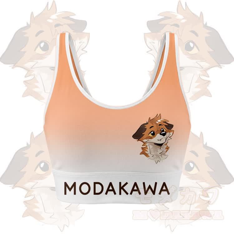 MODAKAWA X atka Fox Graphic Crop Tank Sport Top Shorts Bikini Matching Outfit - Orange Top - 5XL - image 5
