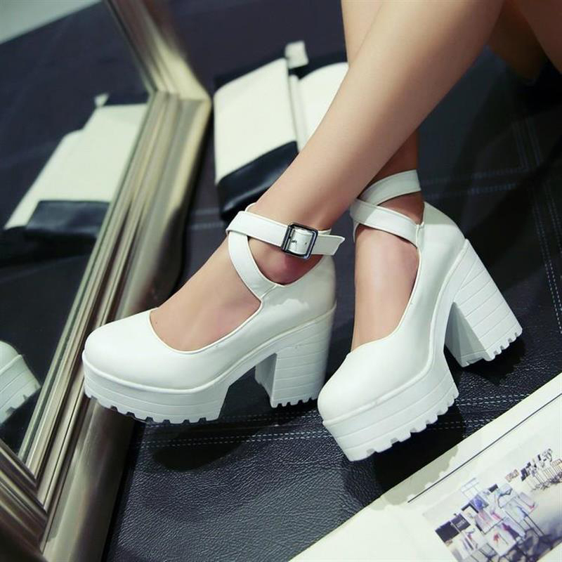 Pure Color Platform Mary Janes Shoes - image 10