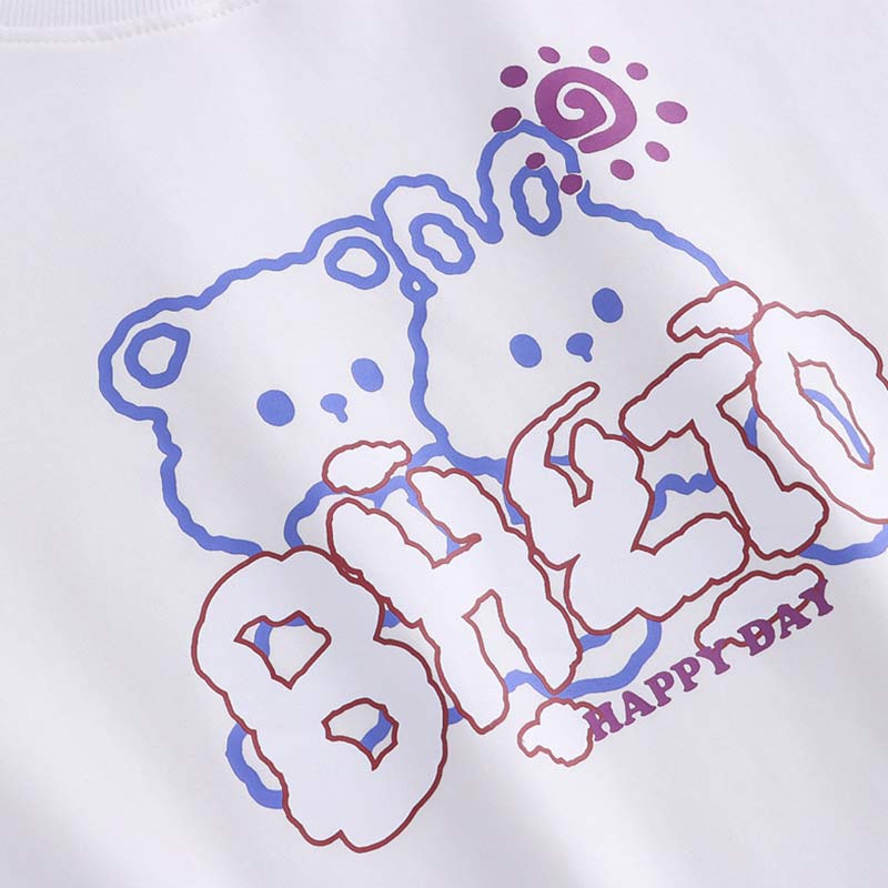 Cartoon Bear Bunny Print Fake Two Pieces Sweatshirt - image 7