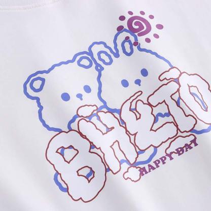 Cartoon Bear Bunny Print Fake Two Pieces Sweatshirt - image 7