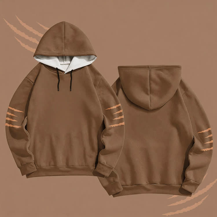 Claw Graphic Modakawa Pullover Hoodie - Brown - 6XL - image 3