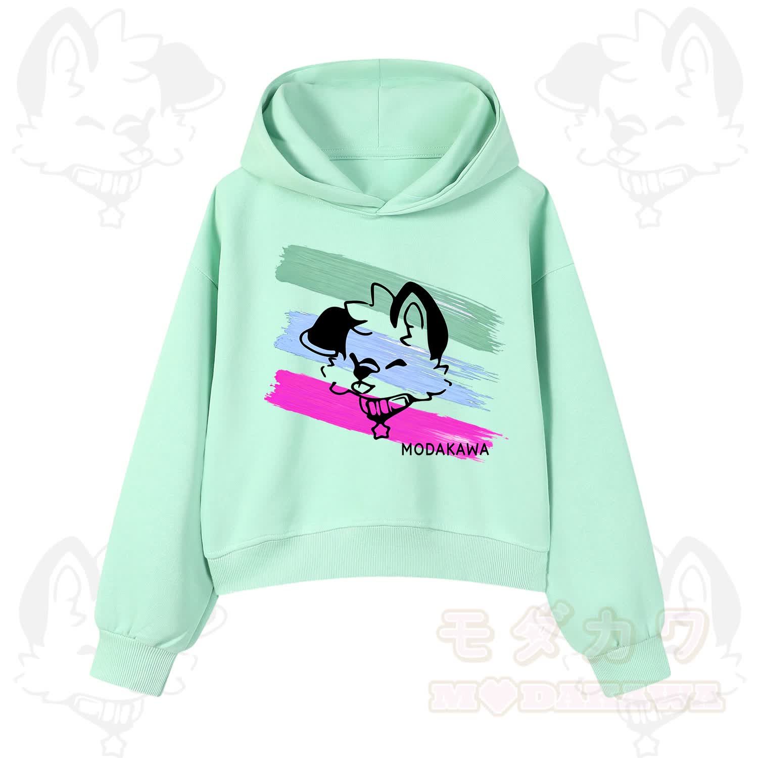 MODAKAWA X popipeko Colorful Cute Puppy Print Hoodie Sweatshirt - Green - 3XL - image 9