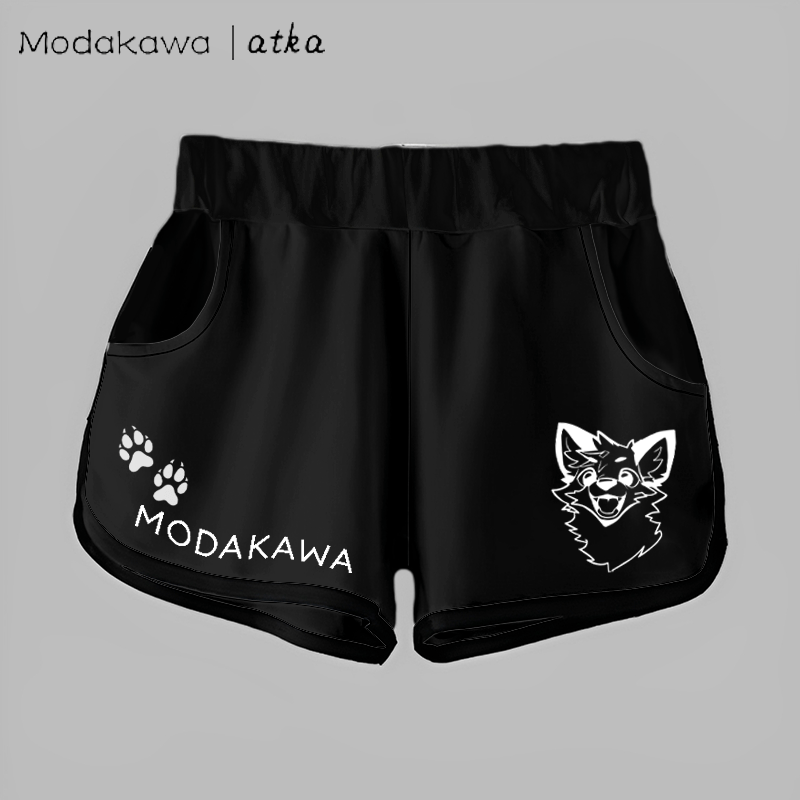 MODAKAWA X atka Fox Print Casual Shorts - Black - 5XL - image 4