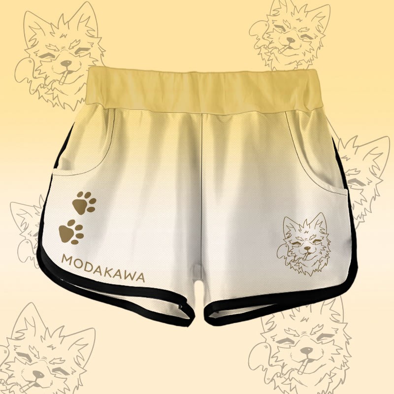 MODAKAWA Gradient KODA Smoking Puppy Graphic Shorts - Yellow - 5XL - image 3