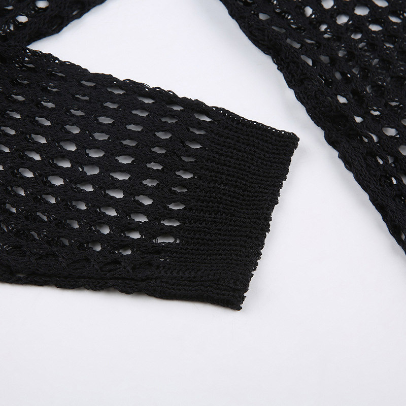 Loose Hollow Out See Through Mesh Crochet Crop Top - image 7