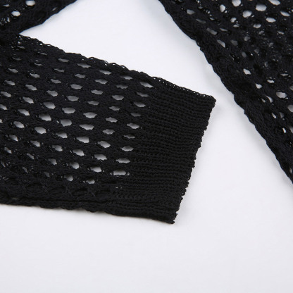 Loose Hollow Out See Through Mesh Crochet Crop Top - image 7