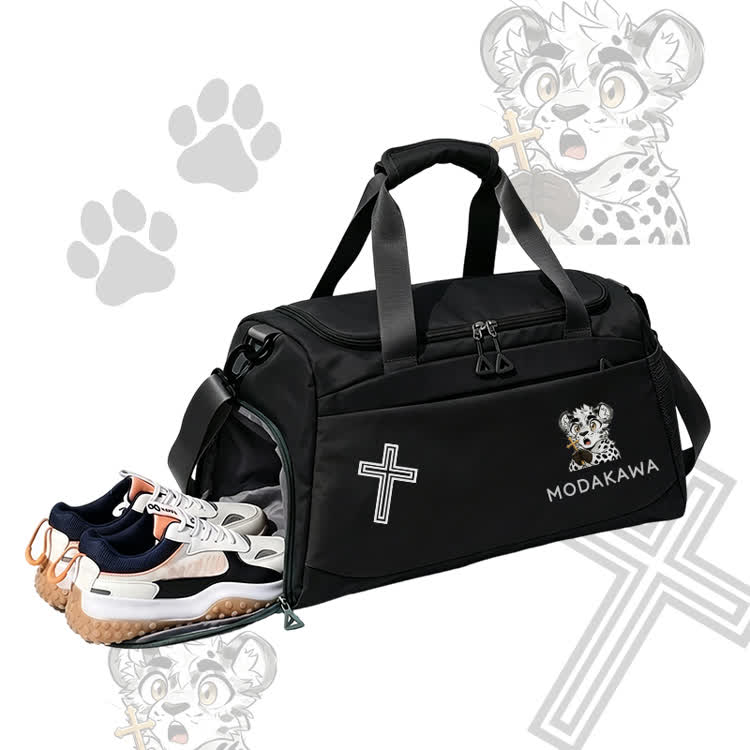 Leopard Cross Graphic Modakawa Large Capacity Sports Gym Duffel Bag - image 7