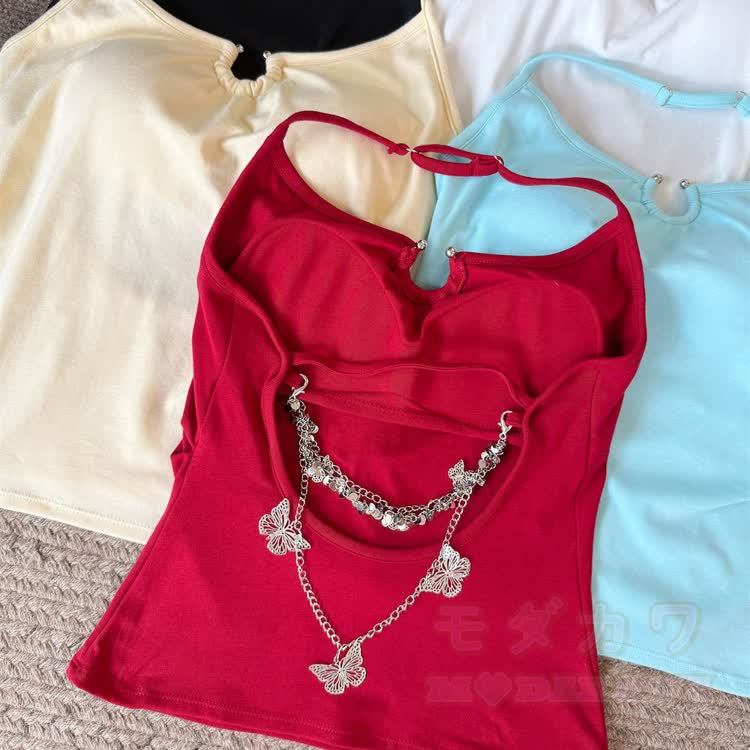 Butterfly Chain Backless Halter Top - image 10
